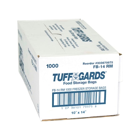 Tuffgards Food Storage Tie Closure Clear 10"x14" Freezer Storage Bag, PK1000 303679975